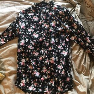 Rose Printed Button Down